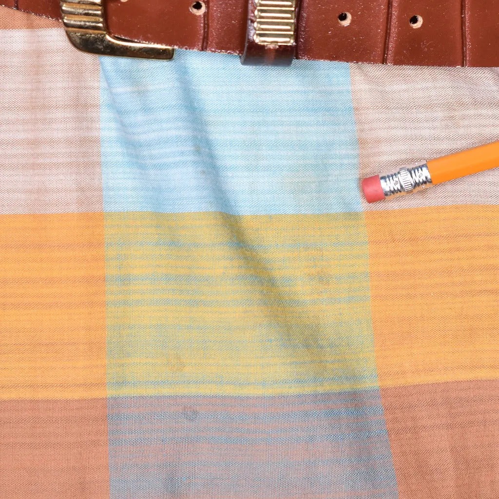 1950s Brown Madras Vintage Swing Dress