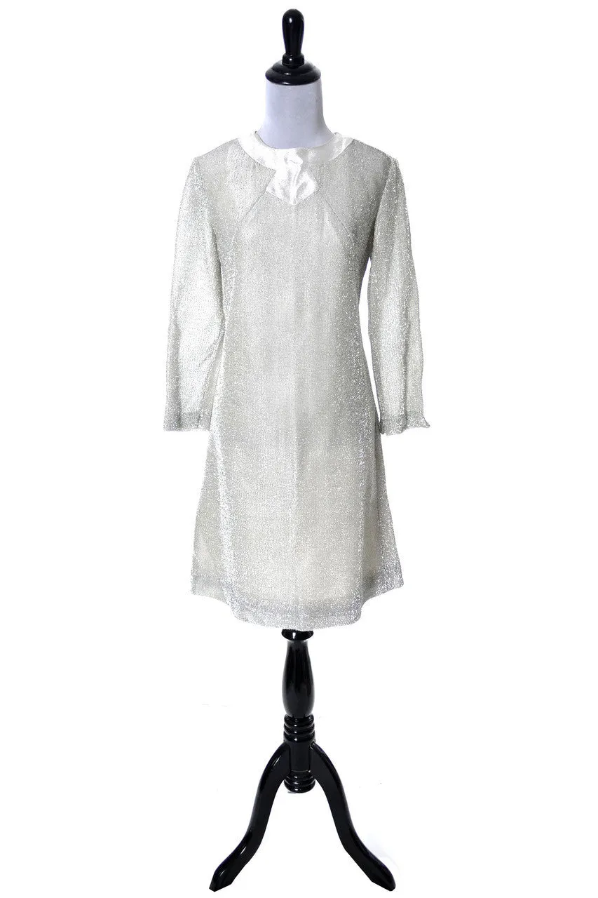 1960's Space Age Jetson's Silver Sparkle Mod Vintage Dress