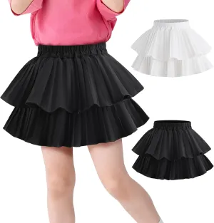 2 Pack Girls Ruffle Skirt Girls' Skirts & Skorts Black Ruffle Skirt Girls Skorts Ruffle Skirt