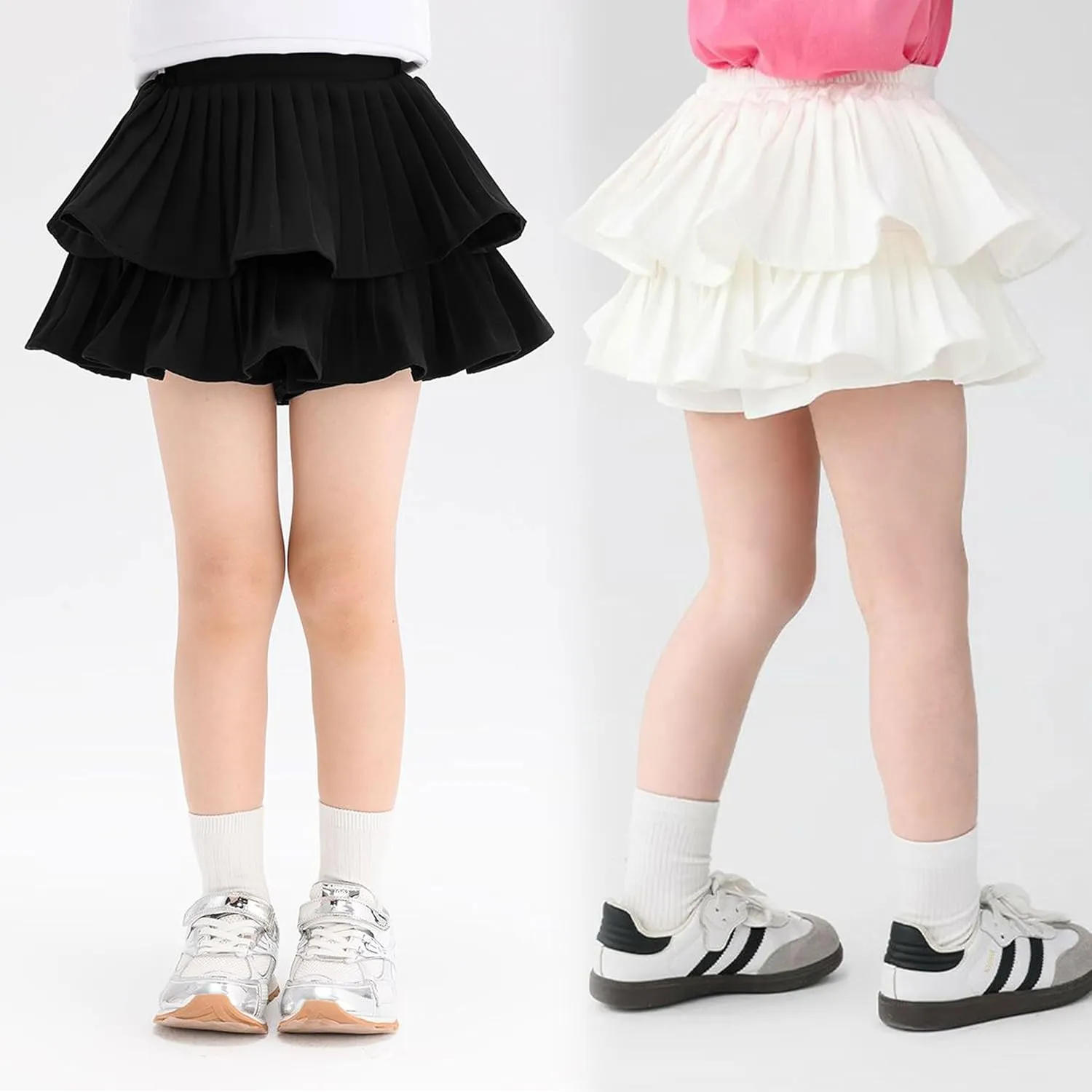 2 Pack Girls Ruffle Skirt Girls' Skirts & Skorts Black Ruffle Skirt Girls Skorts Ruffle Skirt