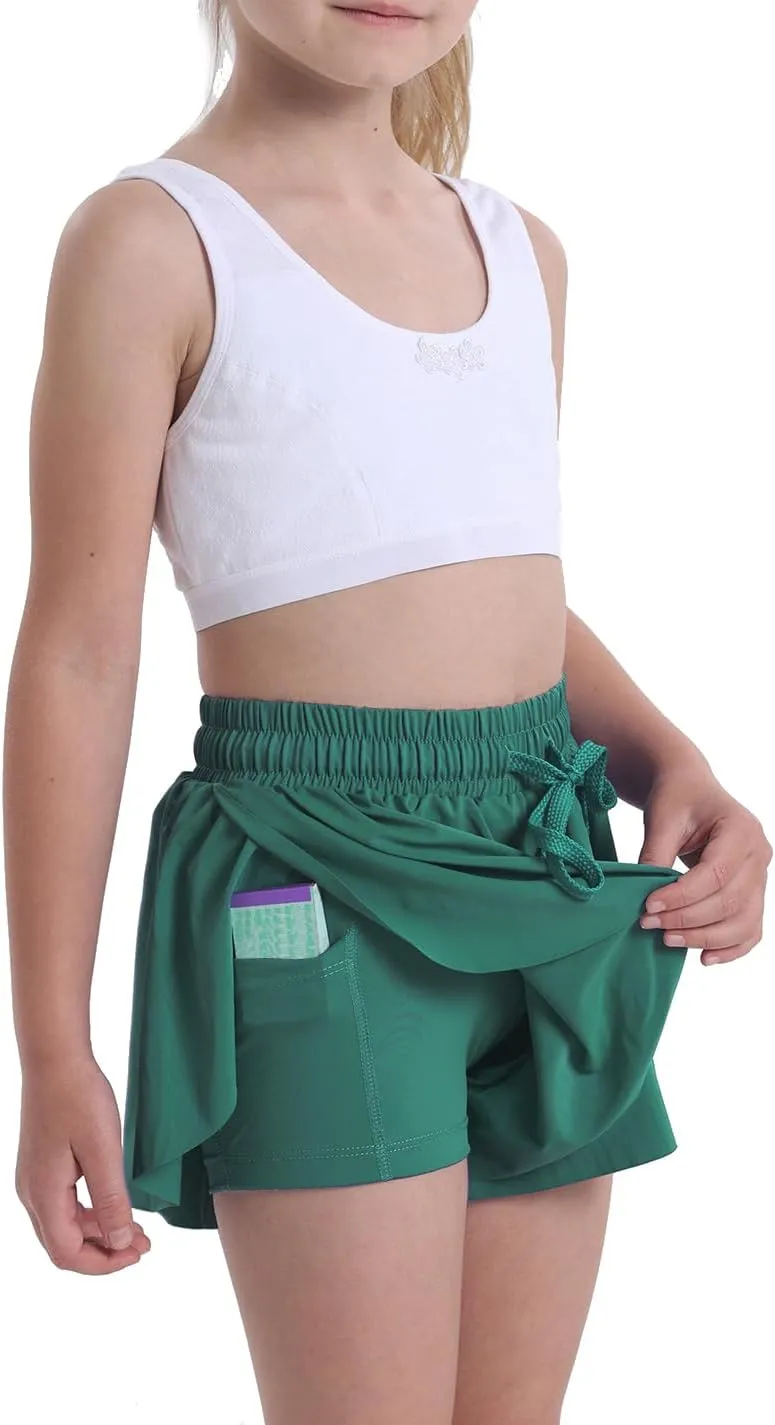 3 Pack Butterfly Flowy Shorts Skirts for Girls Tennis Cheer Stuff Athletic Preppy Running Sports Skirt for Teen Girls