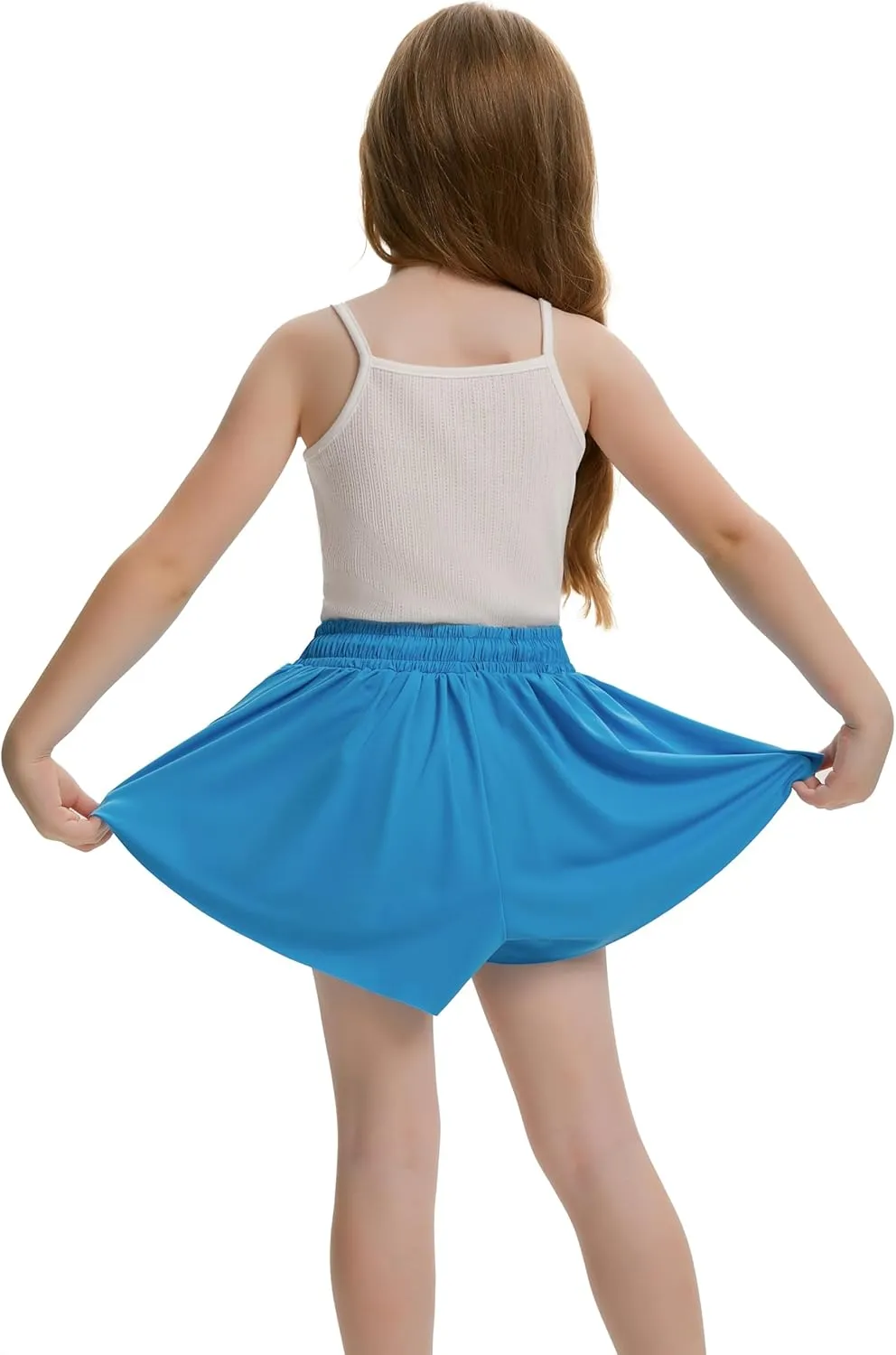 3 Pack Girls Flowy Shorts with Spandex Liner 2 in 1 Youth Junior Butterfly Skirts for Fitness Running Sports