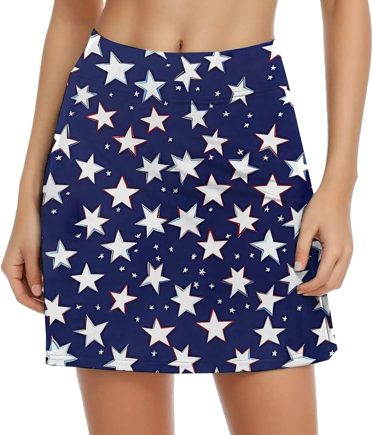 4th of July Skort Patriotic Skirts for Women merican Flag Tennis Skorts with High Waisted Flowy Summer Sport Skorts