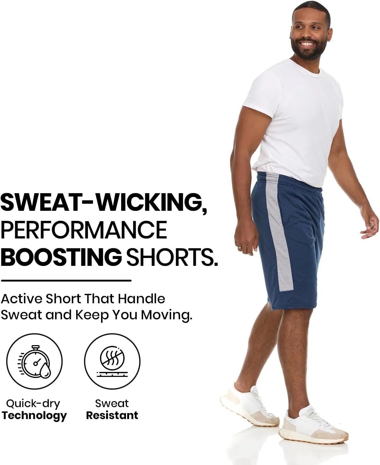 5 Pack: Men's Dry-Fit Sweat Resistant Active Athletic Performance Shorts