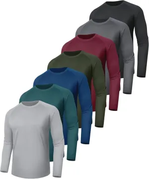 7 Pack Long Sleeve Shirts for Men - Quick Dry Moisture Wicking Sun Protection UV UPF T-Shirts for Fishing Workout Gym