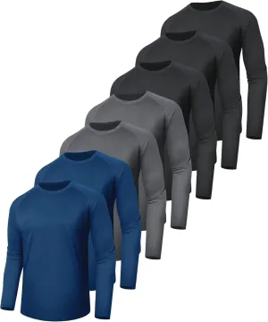 7 Pack Long Sleeve Shirts for Men - Quick Dry Moisture Wicking Sun Protection UV UPF T-Shirts for Fishing Workout Gym
