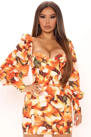 About To Arrive Mini Dress - Orange/combo