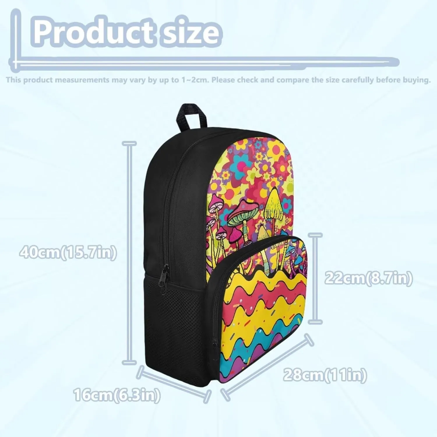 Abstract Mushroom Backpack for Teen Girls Bookbags for Age 8-10 Kids School Backpack Elementary Middle High Schoolbags School Supplies Satchel Big Capacity Backpack with Zipper