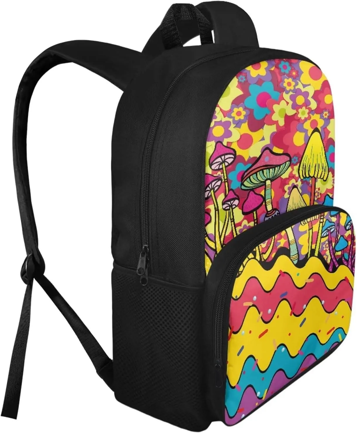 Abstract Mushroom Backpack for Teen Girls Bookbags for Age 8-10 Kids School Backpack Elementary Middle High Schoolbags School Supplies Satchel Big Capacity Backpack with Zipper