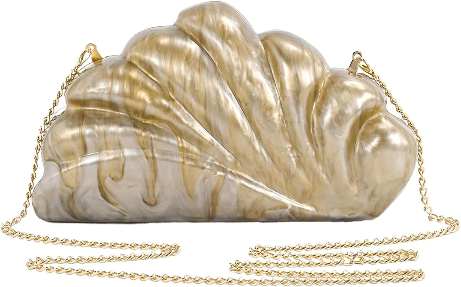 Acrylic Clutch Purse,Pearly White Wedding Guest Purse Pearl Handbag Womens Evening Seashell Mini Bag Novelty Formal