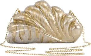 Acrylic Clutch Purse,Pearly White Wedding Guest Purse Pearl Handbag Womens Evening Seashell Mini Bag Novelty Formal