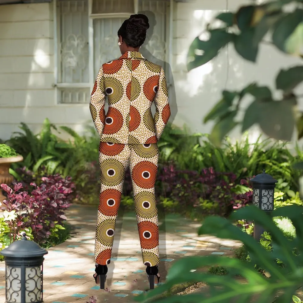 African Attire Outfits for Women African Print Coat Kente Top and Pants Blazer Suit Sets