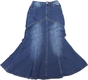 Allegra K Fishtail Denim Skirt for Women's Casual High Waisted Bodycon Midi Jean Skirts