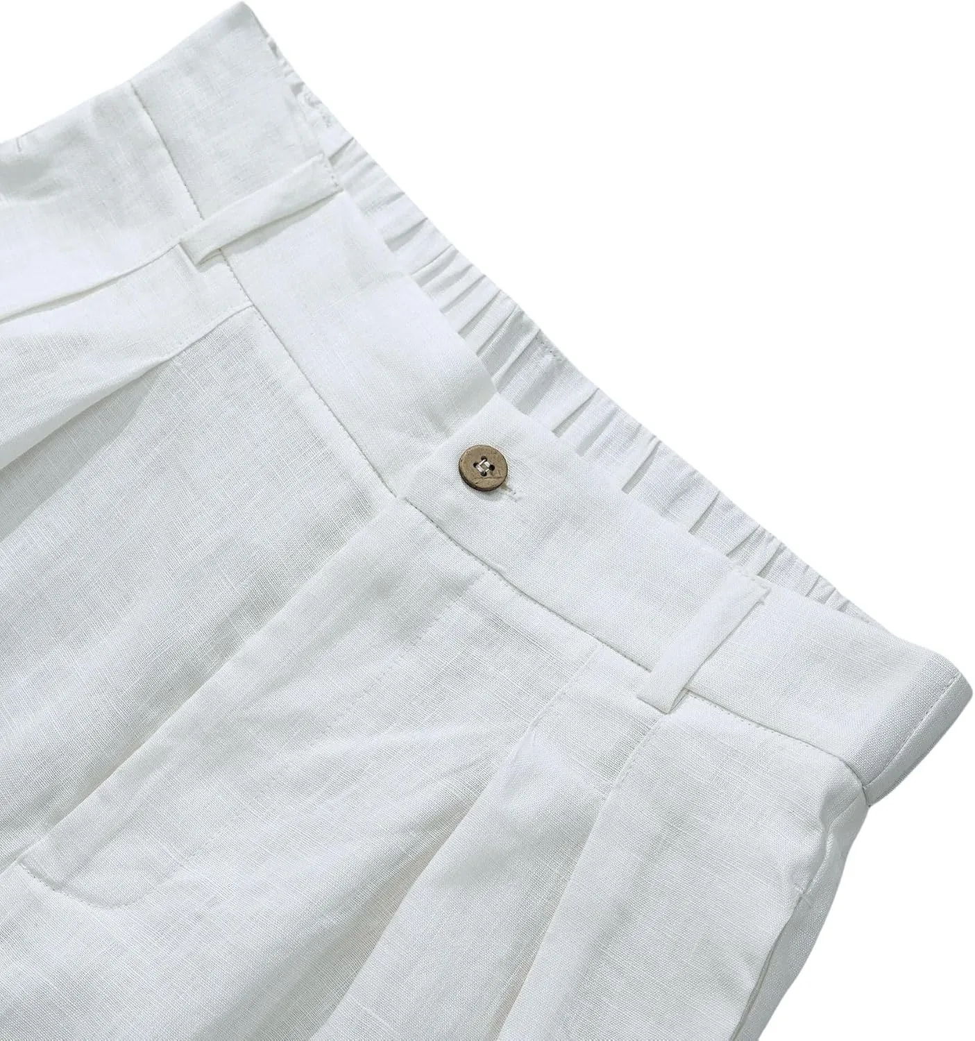 Amazhiyu Women's 100% Linen Summer High-Waisted Wide Leg Pants with Pockets
