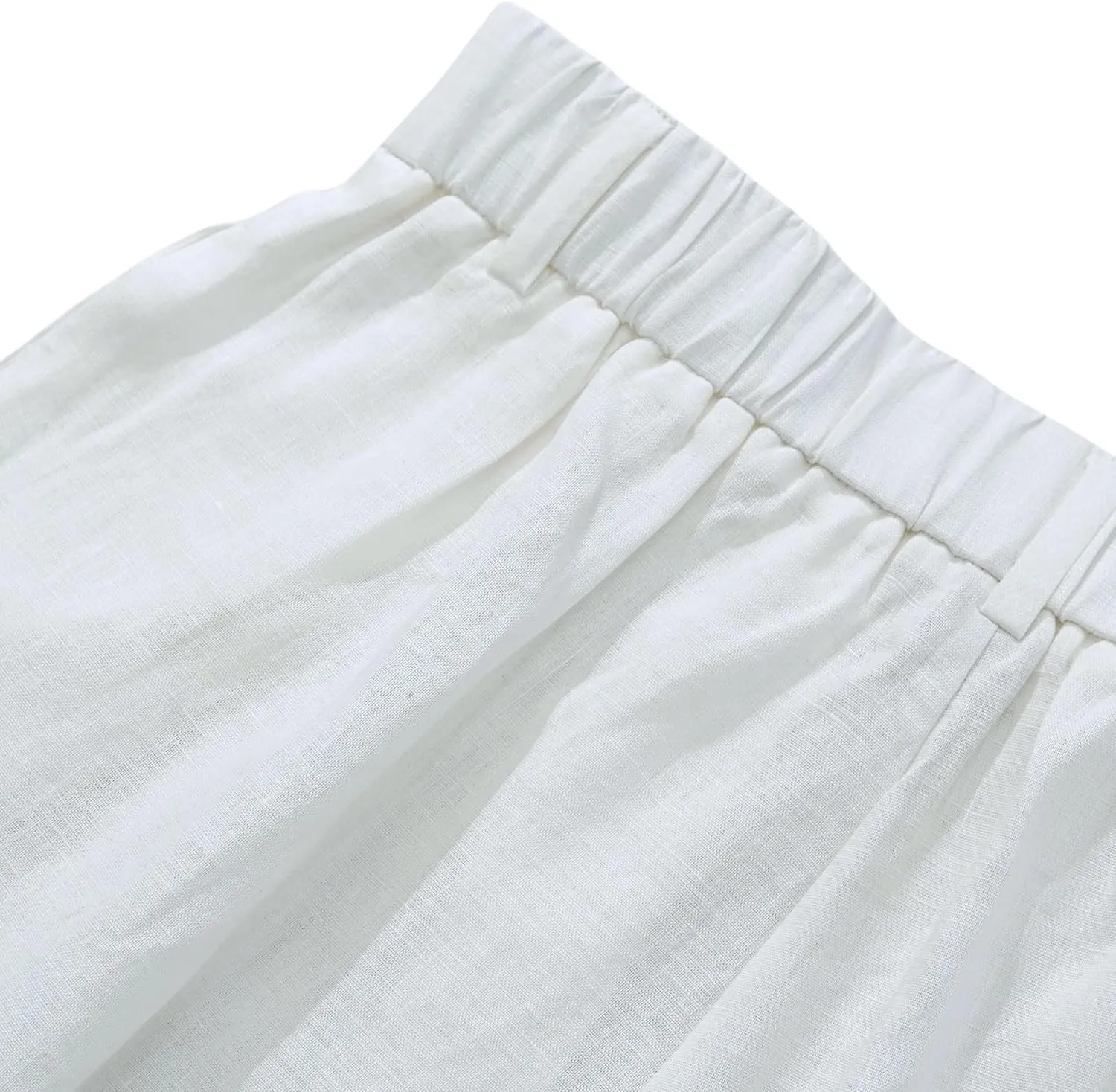 Amazhiyu Women's 100% Linen Summer High-Waisted Wide Leg Pants with Pockets