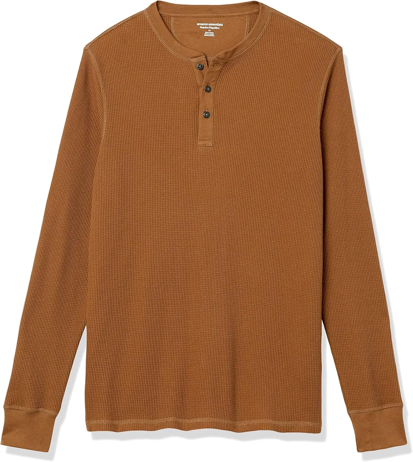 Amazon Essentials Henley Long Sleeve Shirts for Men, Regular-Fit Waffle
