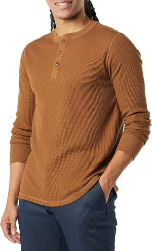 Amazon Essentials Henley Long Sleeve Shirts for Men, Regular-Fit Waffle