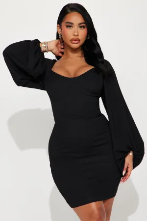 Amber Textured Mini Dress - Black