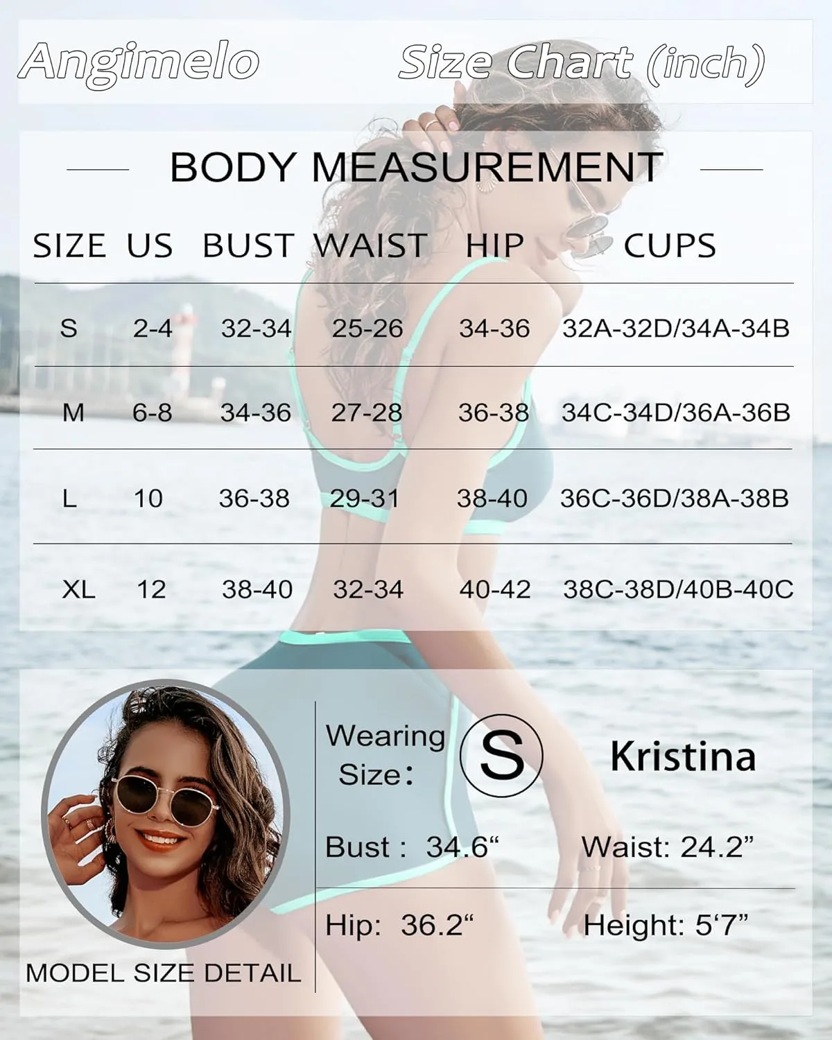 AngiMelo High Waisted Bikini Sets for Women Two Piece Tummy Control Swimsuits Modest Bathing Suit Shorts Swim Suits Teens