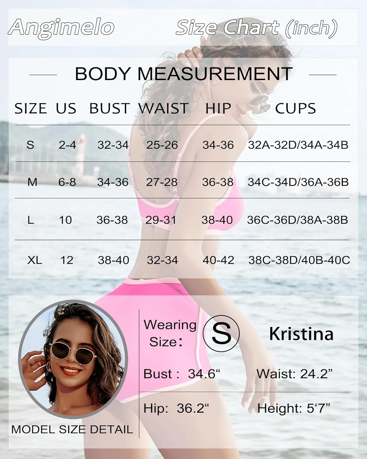 AngiMelo High Waisted Bikini Sets for Women Two Piece Tummy Control Swimsuits Modest Bathing Suit Shorts Swim Suits Teens