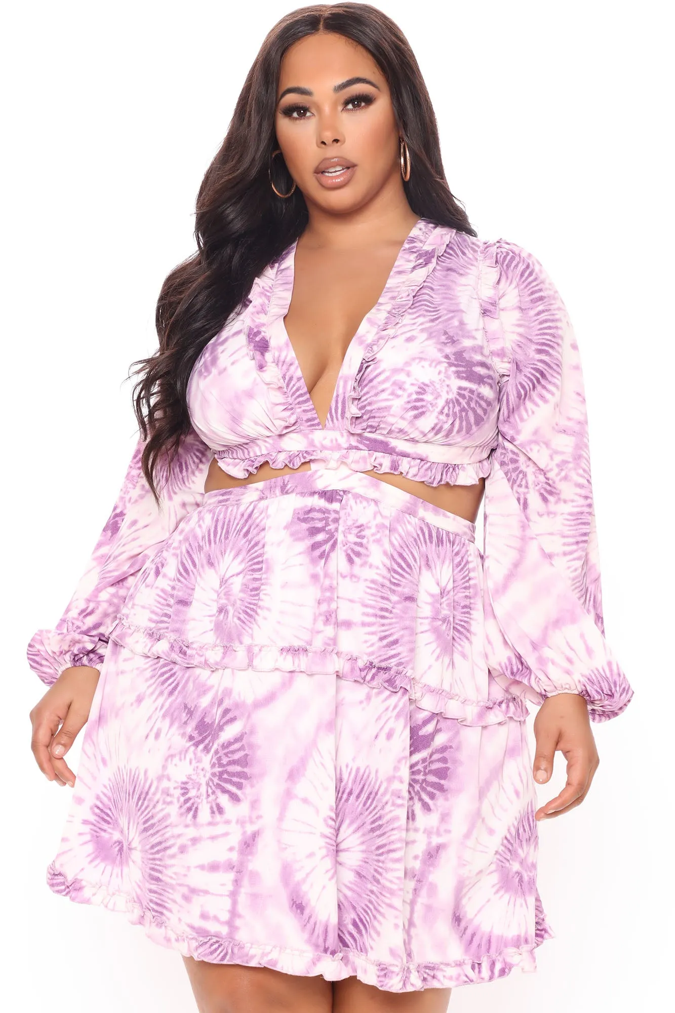 Ansley Ruffle Mini Dress - Purple