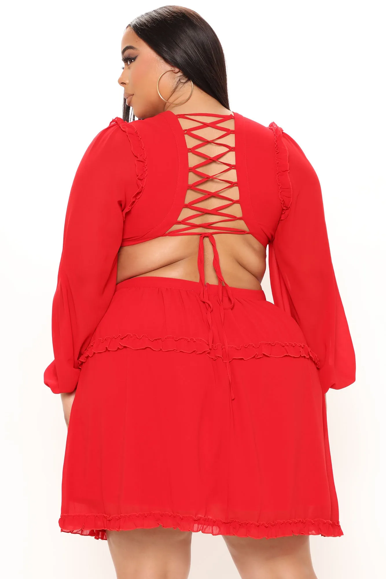 Ansley Ruffle Mini Dress - Red