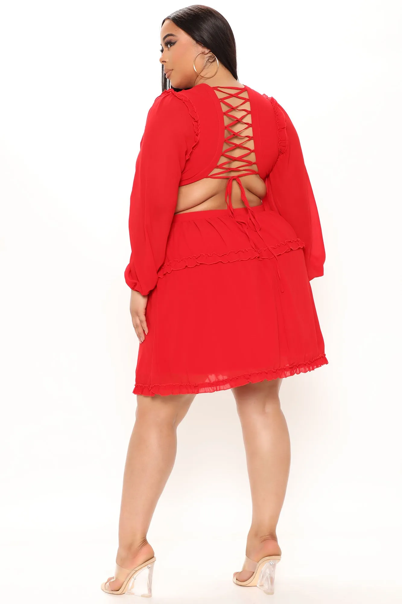 Ansley Ruffle Mini Dress - Red