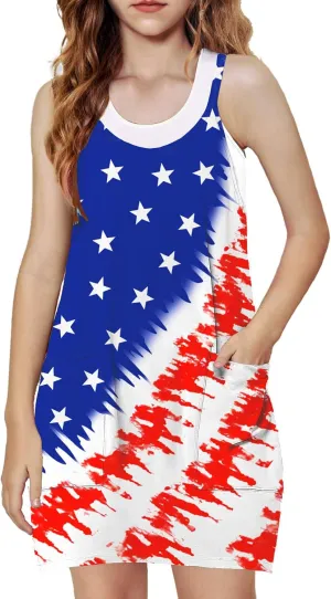 Arshiner Girls Dress with Shorts Casual Summer Spaghetti Straps One Piece Romper Dresses with Pockets for Kid 5-15 Y