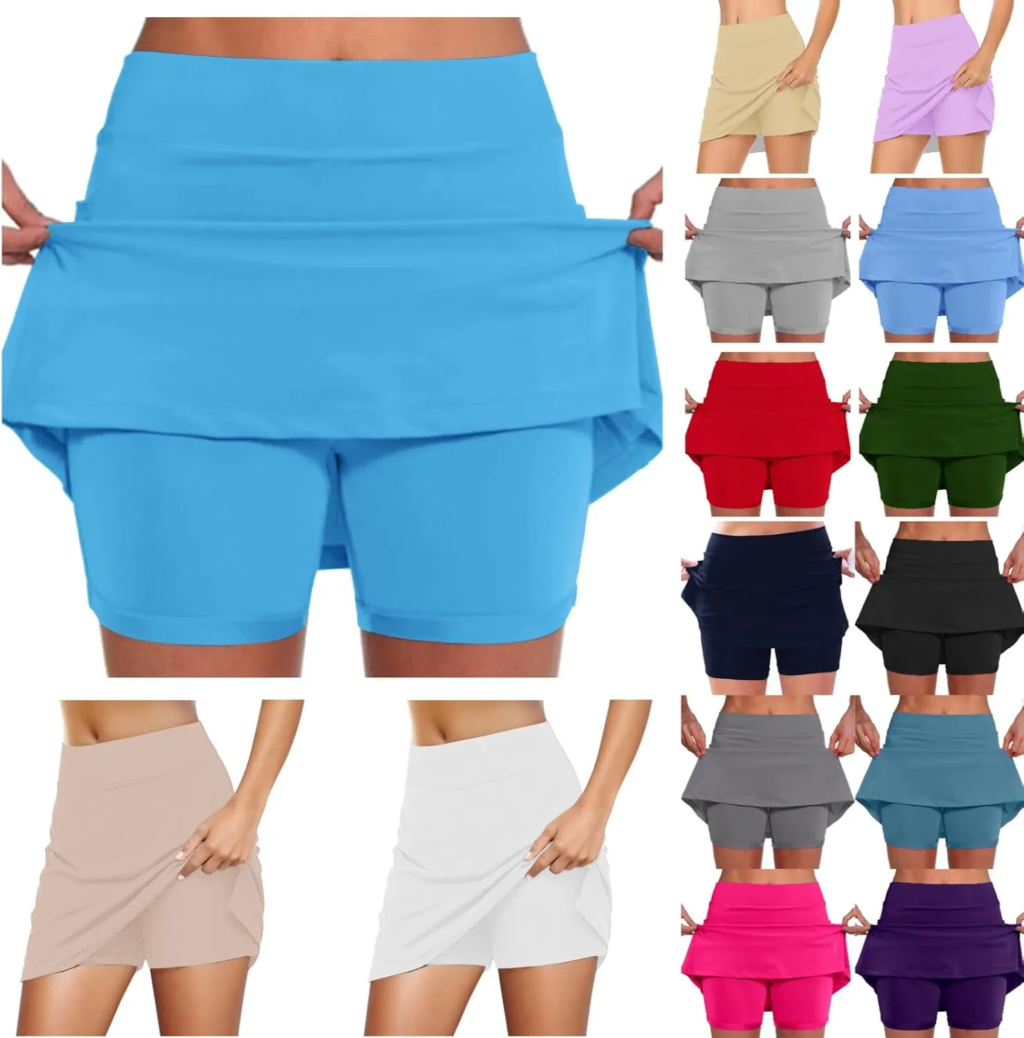 Athletic Skorts for Women Running Tennis Skirt with Shorts High Waist Tummy Control Skirts with Pocket Workout Skorts