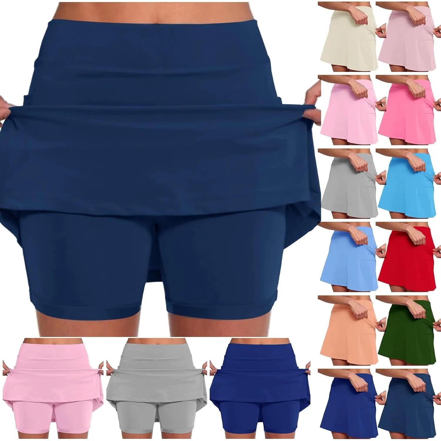Athletic Skorts for Women Running Tennis Skirt with Shorts High Waist Tummy Control Skirts with Pocket Workout Skorts