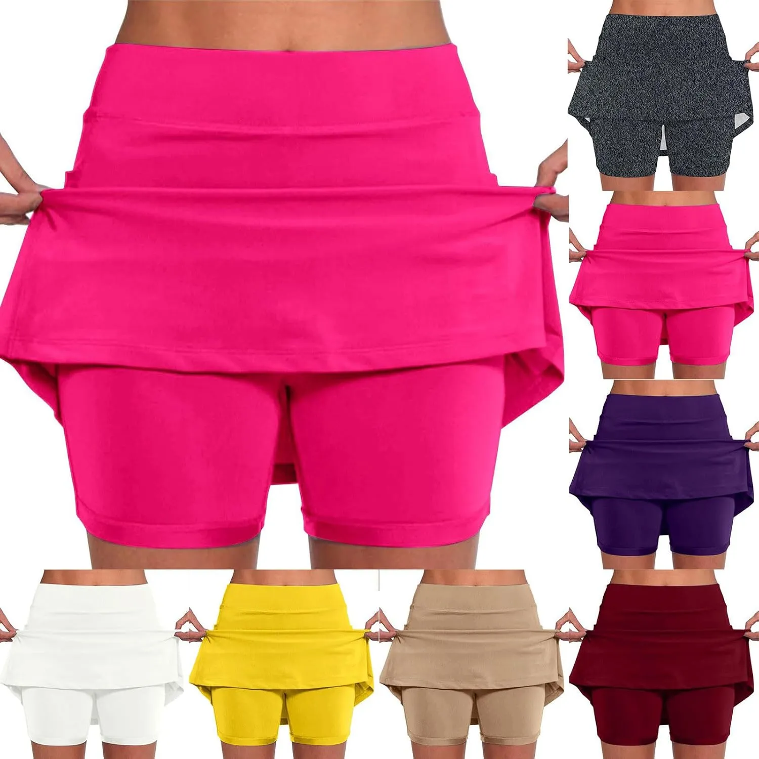 Athletic Skorts for Women Running Tennis Skirt with Shorts High Waist Tummy Control Skirts with Pocket Workout Skorts
