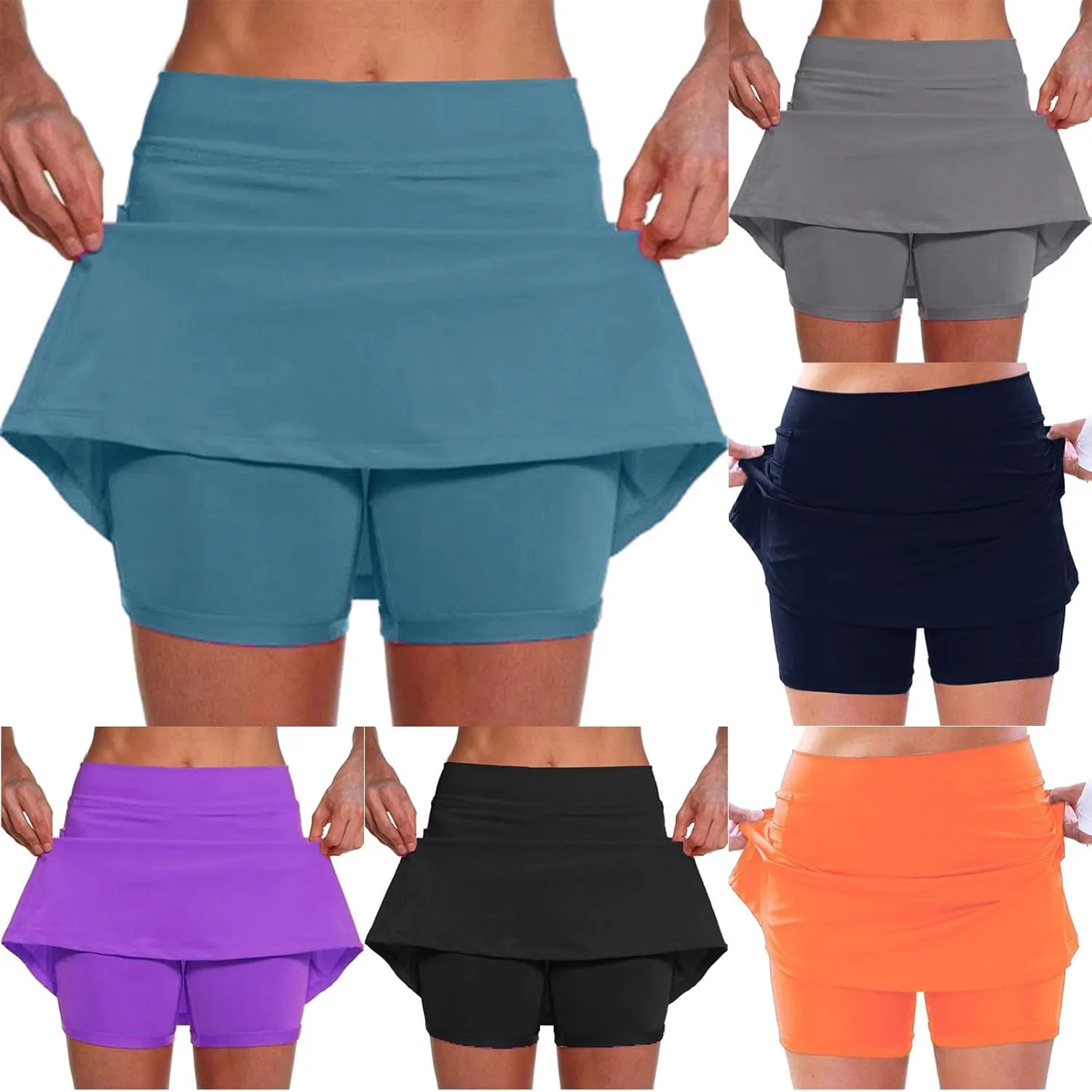 Athletic Skorts for Women Running Tennis Skirt with Shorts High Waist Tummy Control Skirts with Pocket Workout Skorts