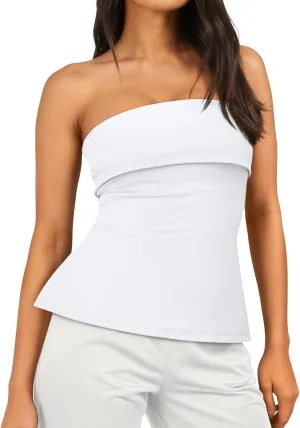 AUTOMET Going Out Tube Tops for Women 2025 Trendy Summer Off Shoulder Backless Cute Work Shirts Vacation Top Y2k Outfits