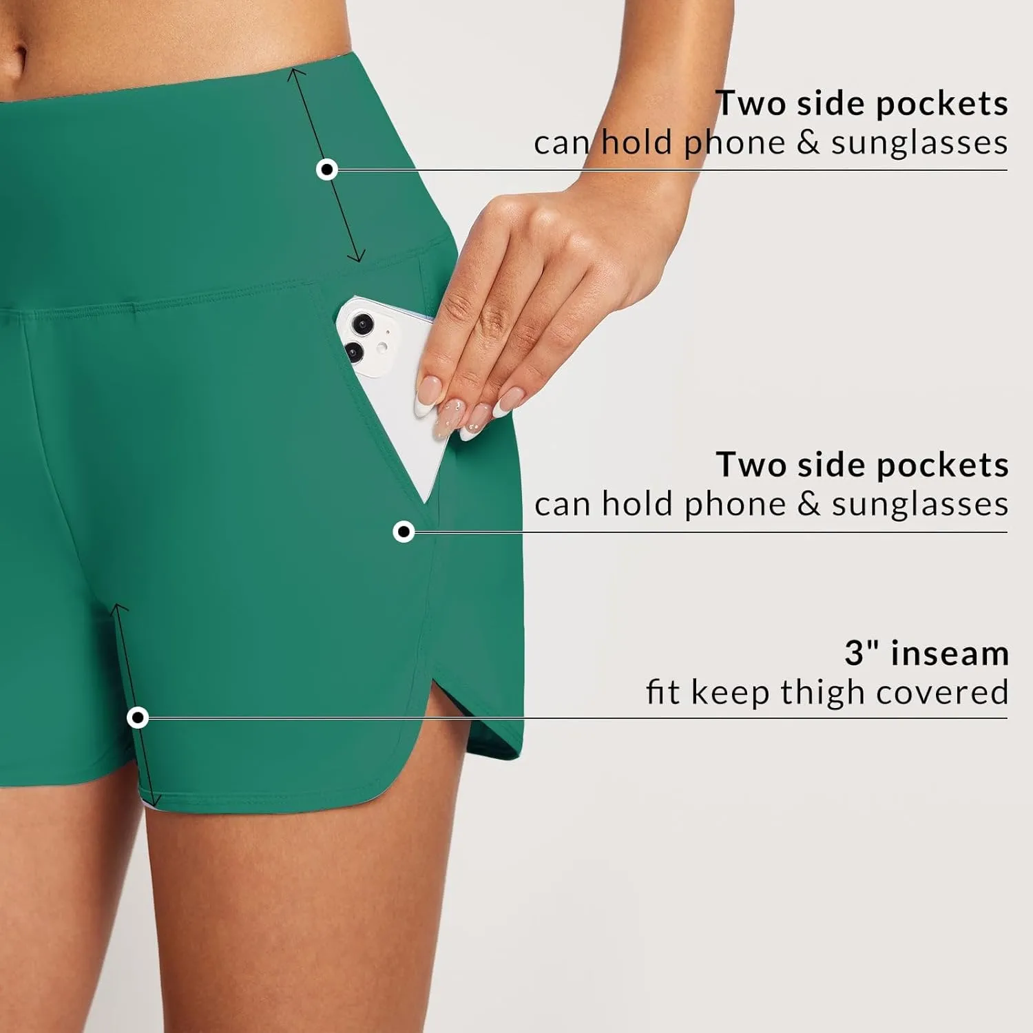 baleaf Women's 3"/5"/ 7" High Waisted Swim Board Shorts Quick Dry Swimsuits Bottoms Trunks with Pockets