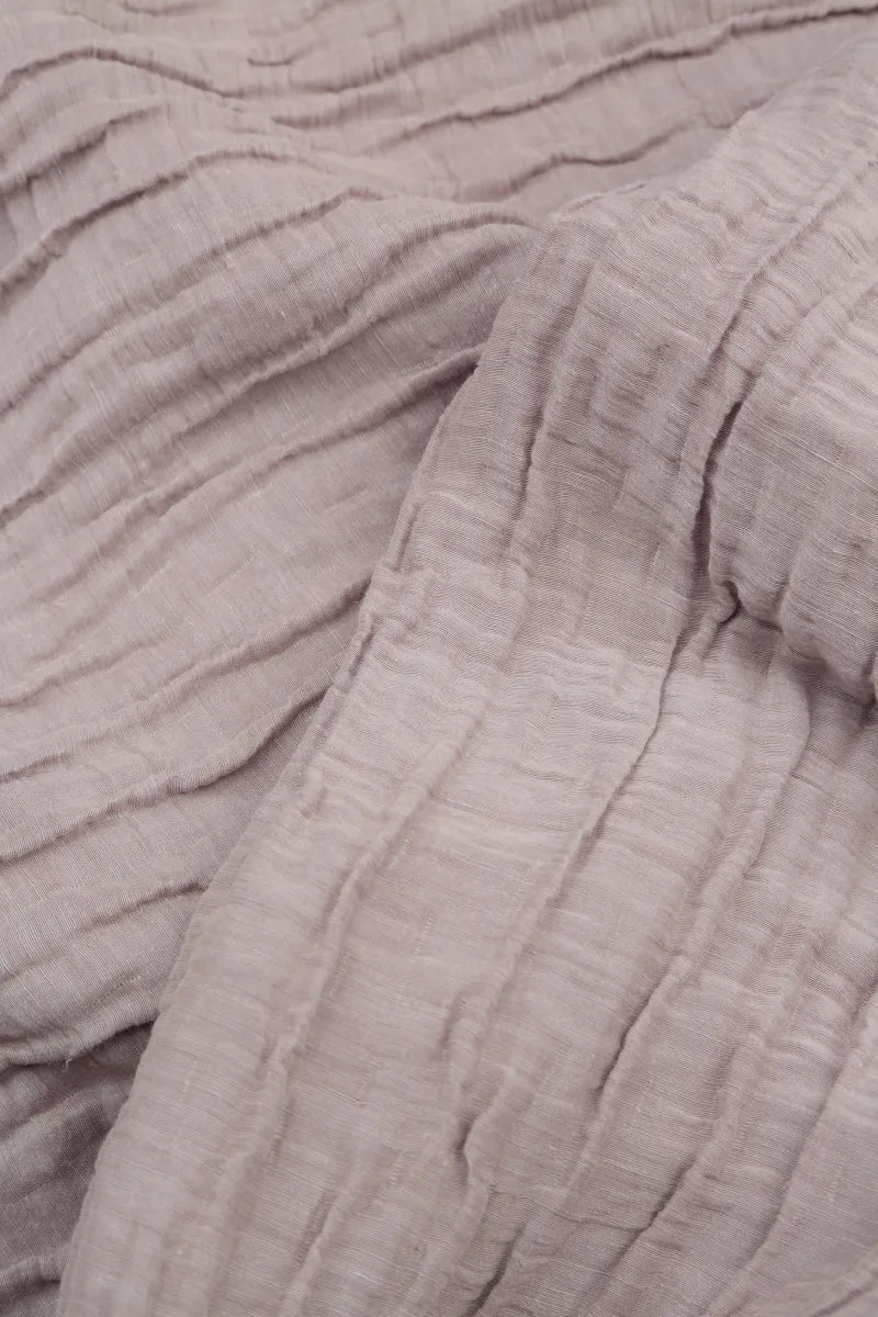 Balloon Crinkled Greige Silk Linen Dress