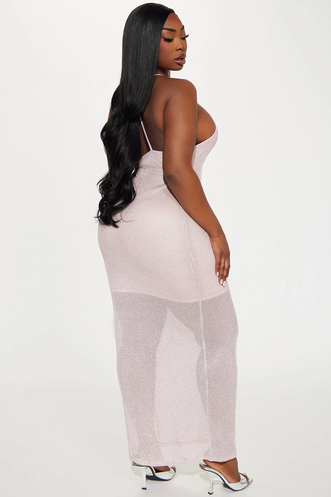 Be Realistic Metallic Maxi Dress - Blush