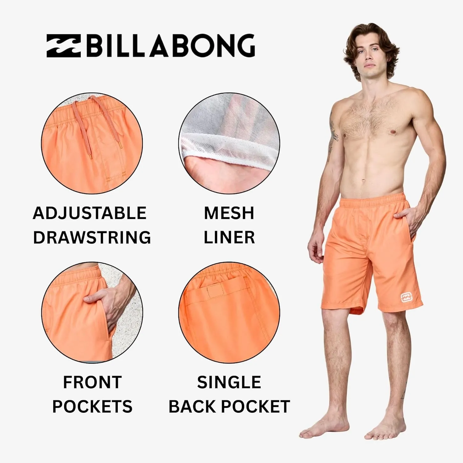 Billabong Swim Trunks for Men Big and Tall, Quick Dry Swim Board Shorts 10"