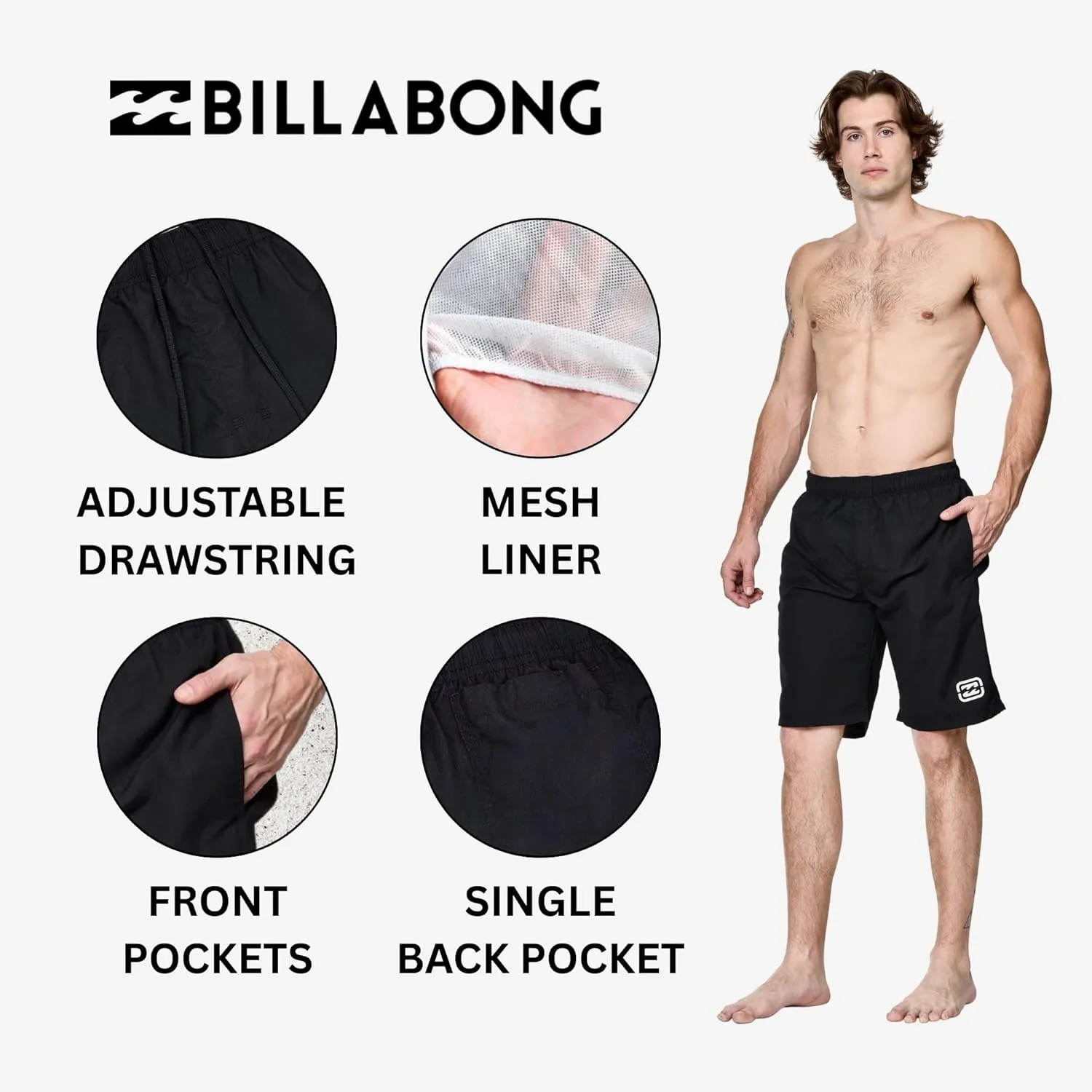 Billabong Swim Trunks for Men Big and Tall, Quick Dry Swim Board Shorts 10"