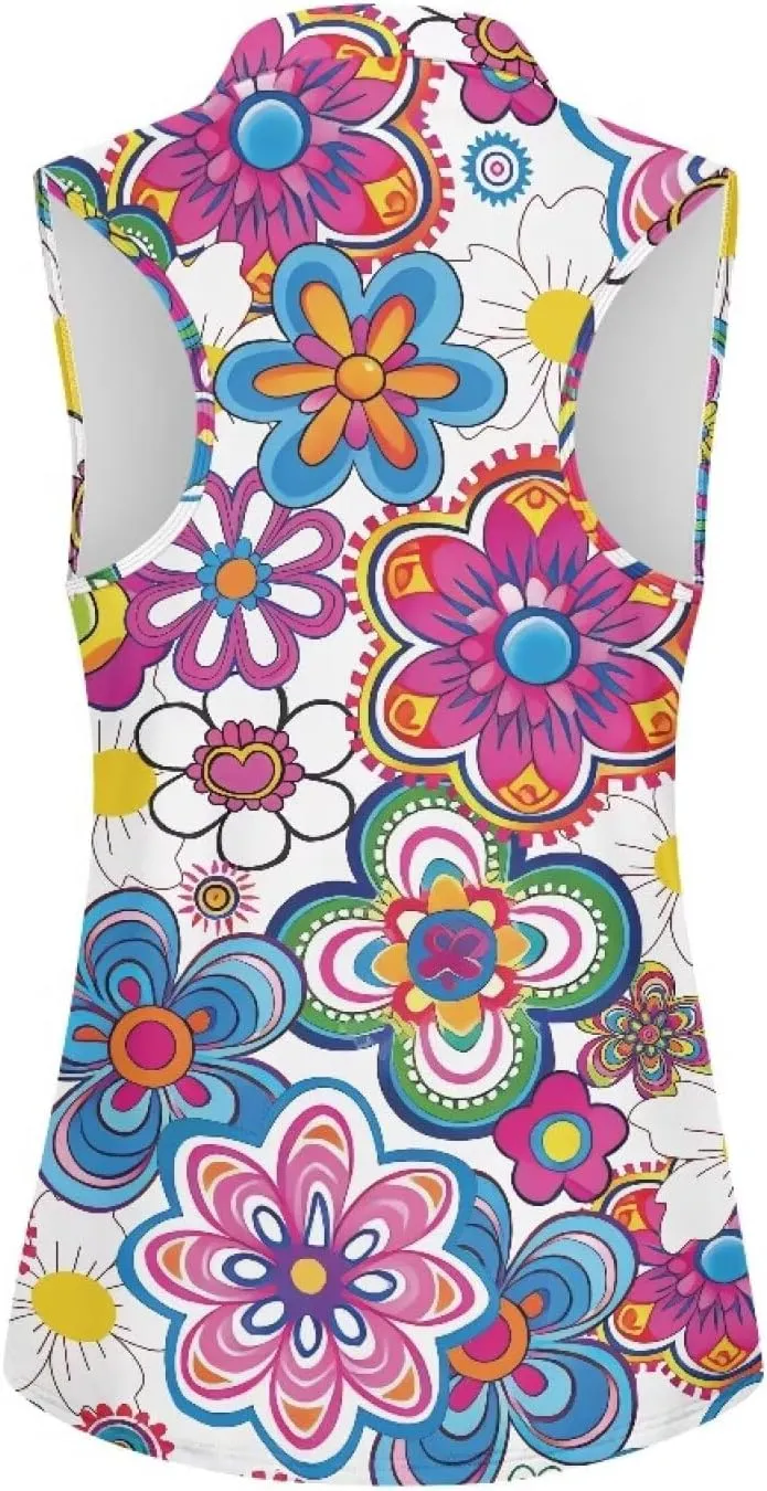 Biyejit Sleeveless Golf Shirts for Women Lightweight Casual V Neck 1/4 Zip Up Tank Top Tennis Shirts for Women Plus Size