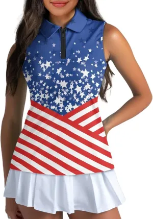 Biyejit Sleeveless Golf Shirts for Women Lightweight Casual V Neck 1/4 Zip Up Tank Top Tennis Shirts for Women Plus Size