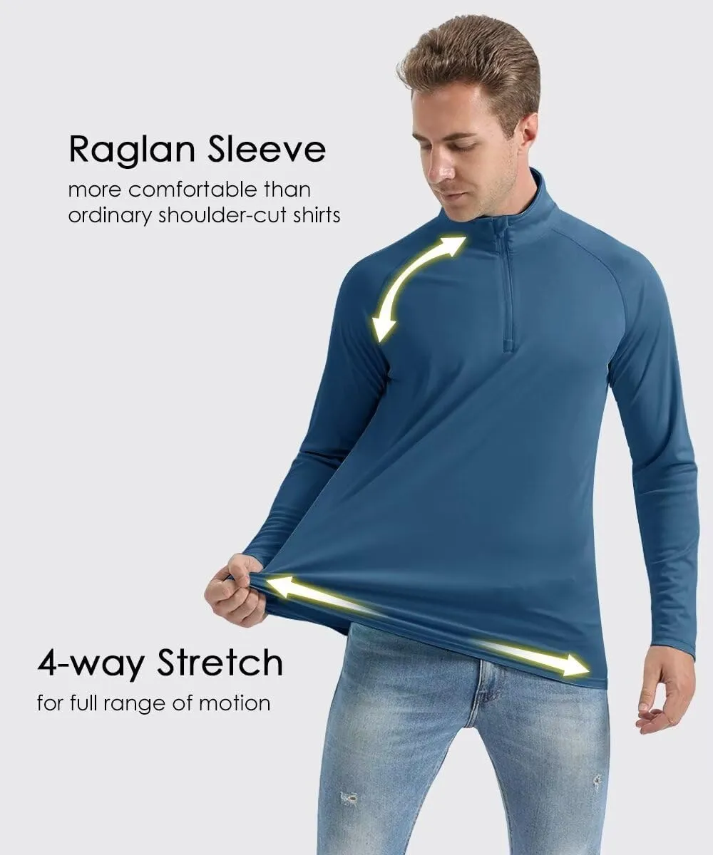 Boladeci Men's UPF 50  Sun Shirts 1/4 Zip Long Sleeve SPF UV Protection Lightweight Quick Dry Quarter Zip Golf Shirts