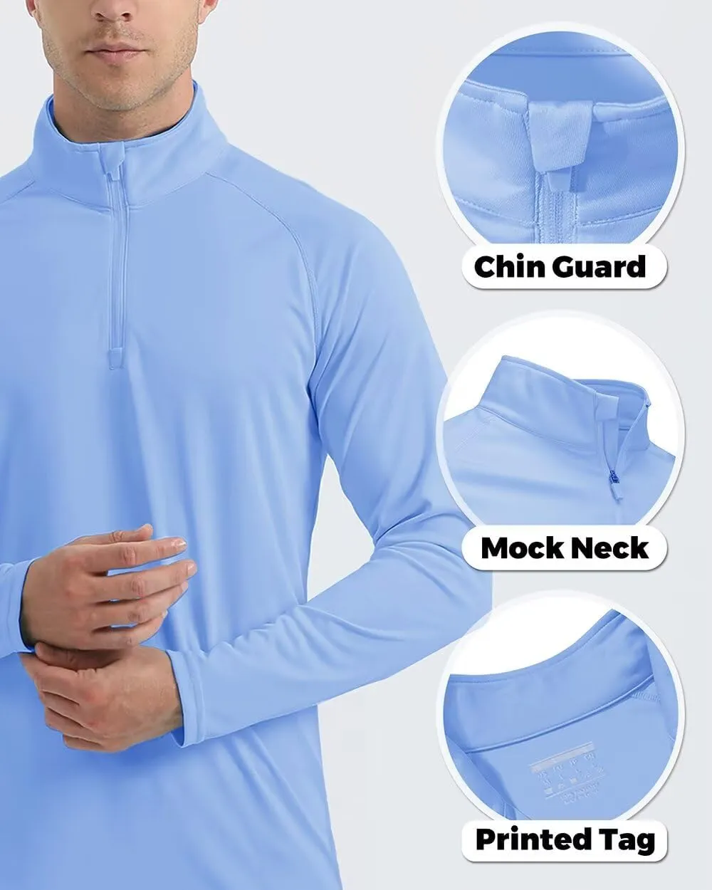 Boladeci Men's UPF 50  Sun Shirts 1/4 Zip Long Sleeve SPF UV Protection Lightweight Quick Dry Quarter Zip Golf Shirts