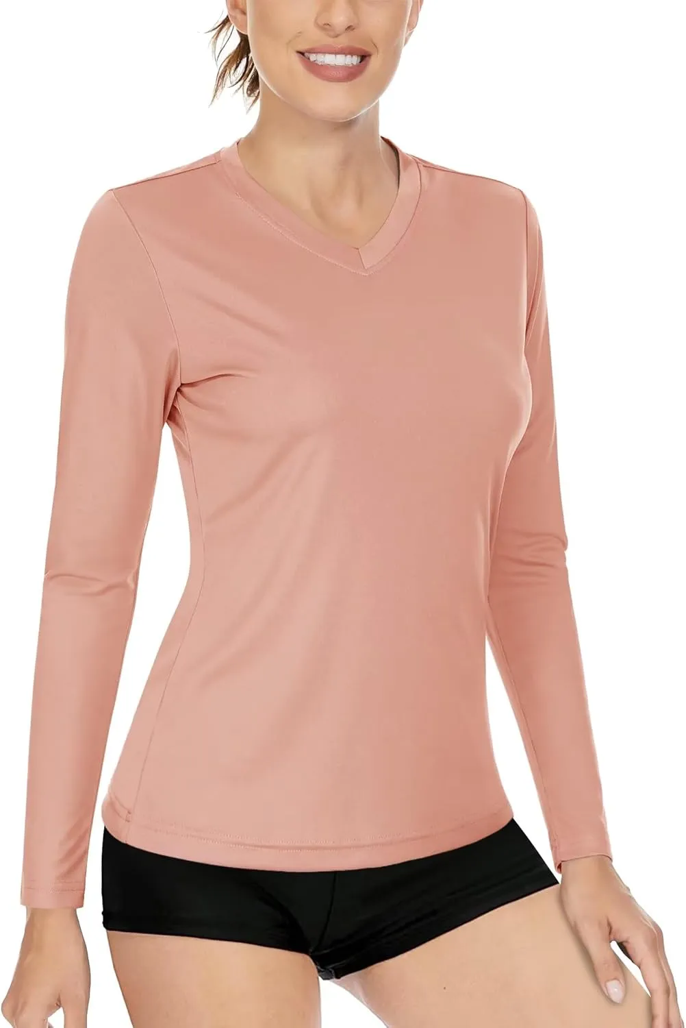 Boladeci Women's UPF 50  Sun Shirts V Neck Long Sleeve Summer Tops Quick Dry UV Protection Rash Guard Swim T-Shirts