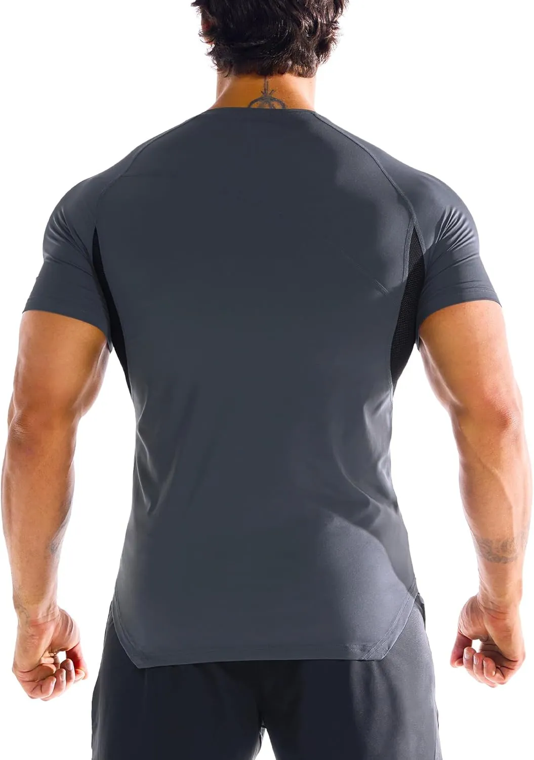 BROKIG 3 Pack Men's Irregular Muscle Gym Shirts Quick Dry Sun Protection Workout Athletic T Shirt Short Sleeve