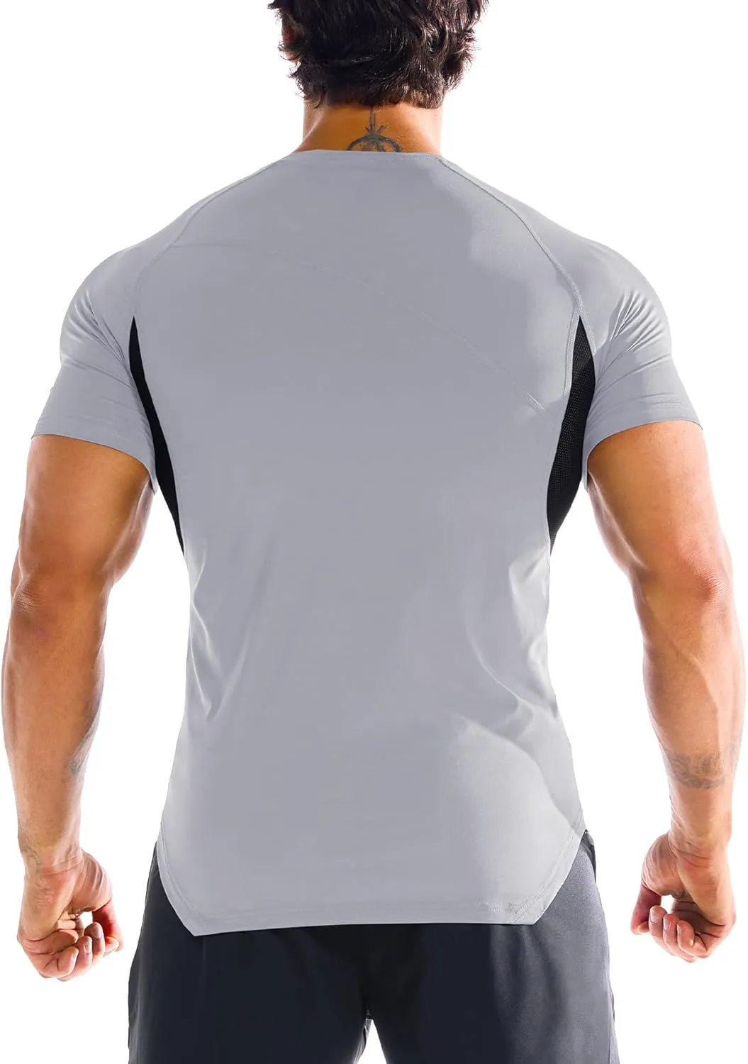 BROKIG 3 Pack Men's Irregular Muscle Gym Shirts Quick Dry Sun Protection Workout Athletic T Shirt Short Sleeve