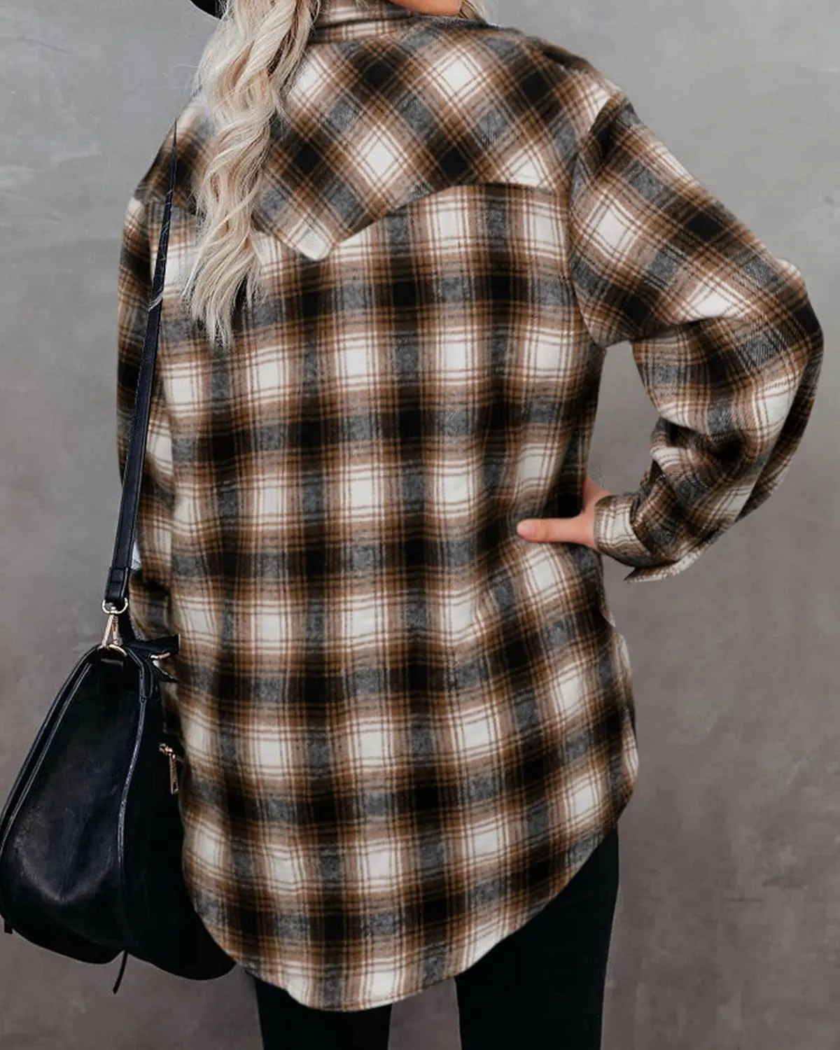 BTFBM Womens Plaid Jacket Long Sleeve Button Down Casual Flannel Shacket Shirts Loose Fall Spring Blouses Tops 2025