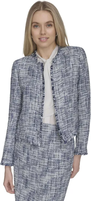 Calvin Klein Women's Fringe Shoulder Pad Blazer