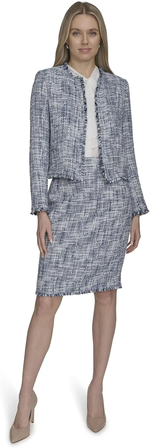 Calvin Klein Women's Fringe Shoulder Pad Blazer