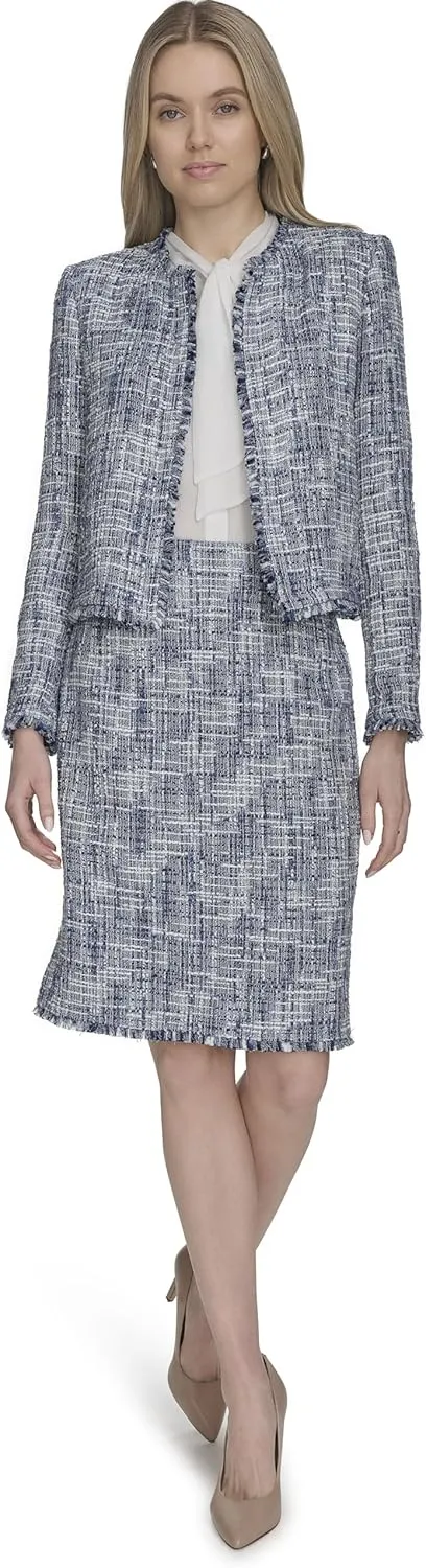 Calvin Klein Women's Fringe Shoulder Pad Blazer