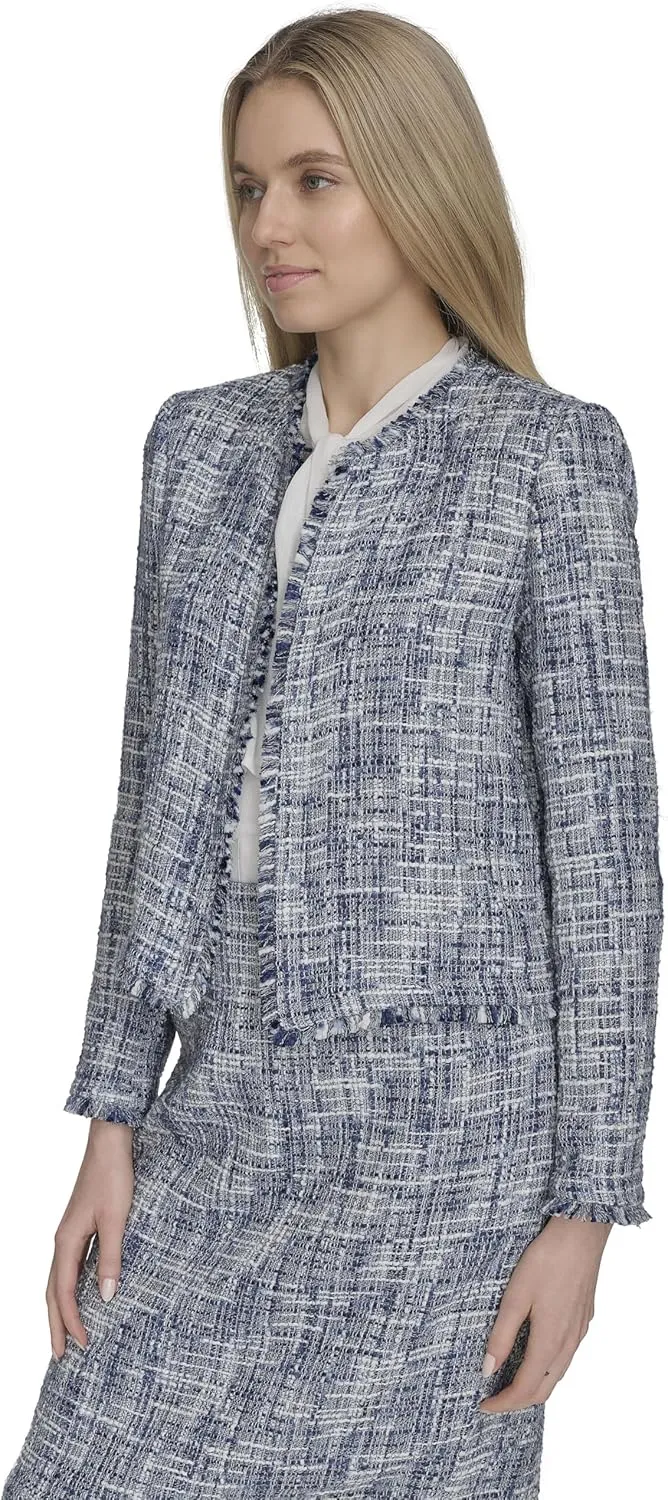 Calvin Klein Women's Fringe Shoulder Pad Blazer